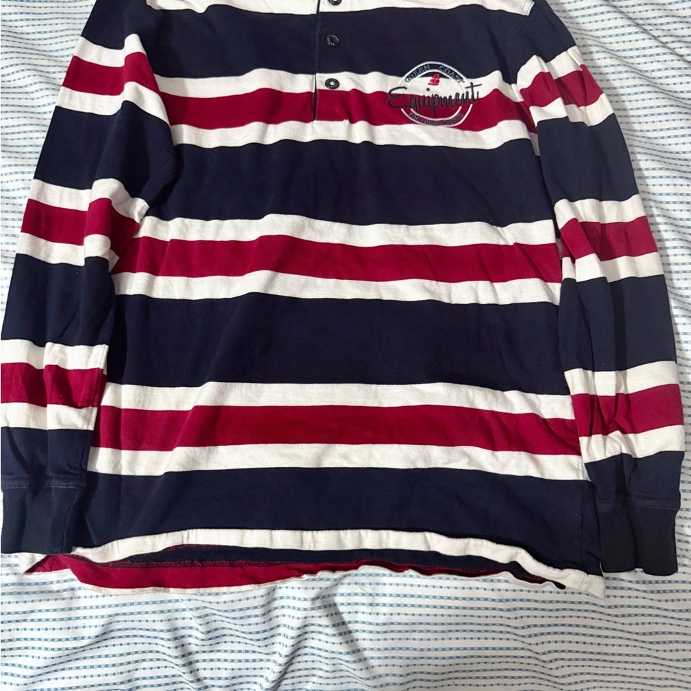 Italian Striped Navy and Red Long Sleeve Shirt